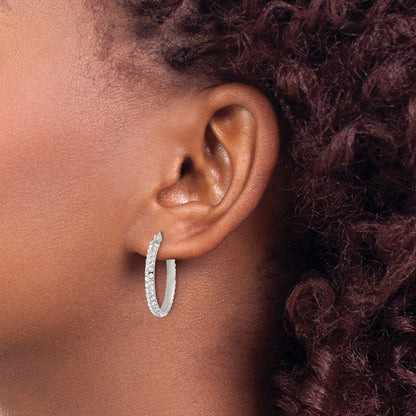 Sterling Silver Cz Round Hoop Earrings