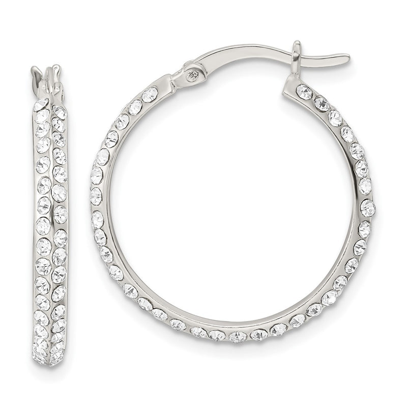 Sterling Silver Cz Round Hoop Earrings