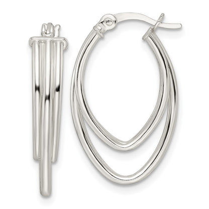 Sterling Silver Polished Triple Oval Hoop Earrings