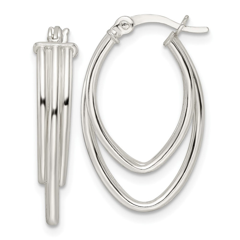 Sterling Silver Polished Triple Oval Hoop Earrings
