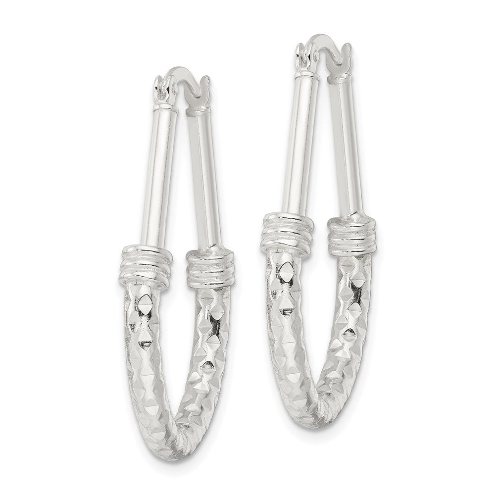 Sterling Silver Polished Fancy Oval Hoop Earrings