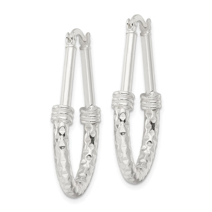 Sterling Silver Polished Fancy Oval Hoop Earrings