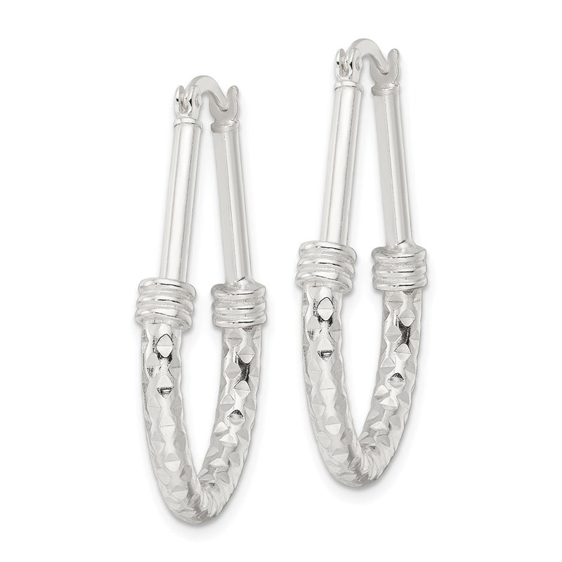 Sterling Silver Polished Fancy Oval Hoop Earrings