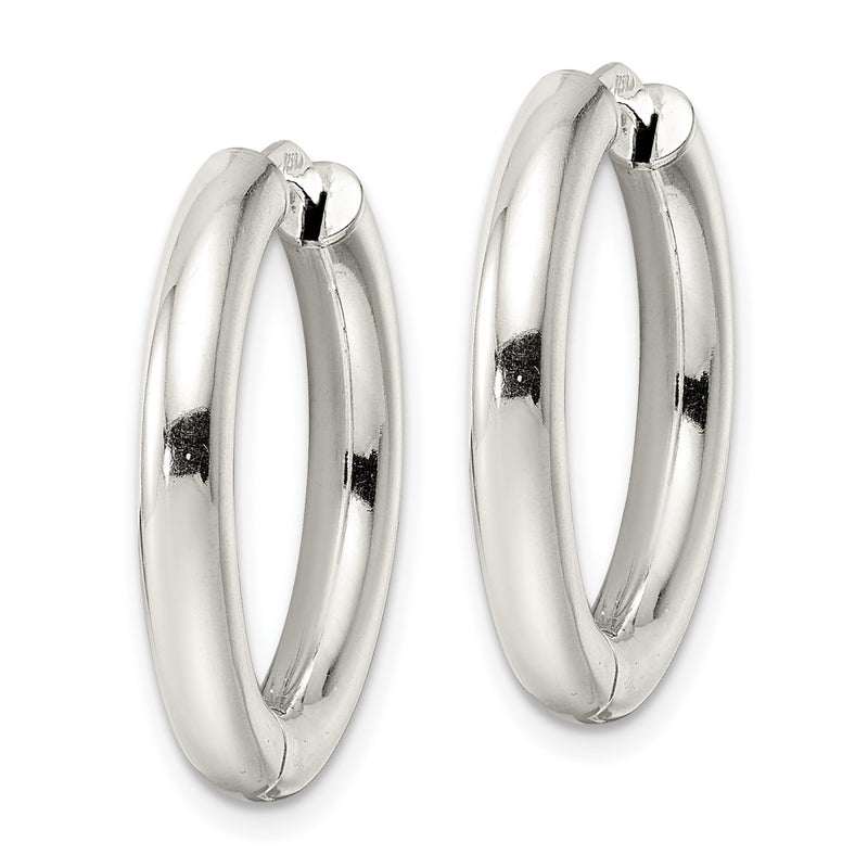 Sterling Silver Polished 3.5X25mm Hinged Tube Hoop Earrings