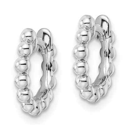 Sterling Silver Rh Beaded Hoop Earrings