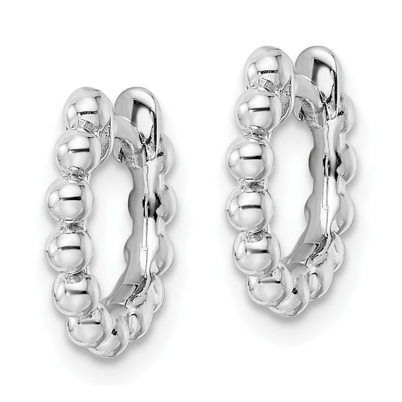 Sterling Silver Rh Beaded Hoop Earrings