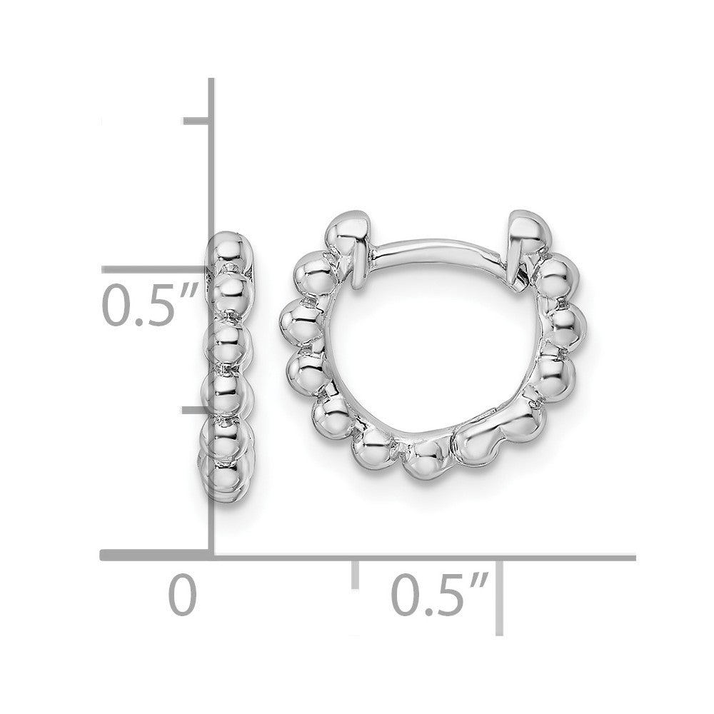Sterling Silver Rh Beaded Hoop Earrings