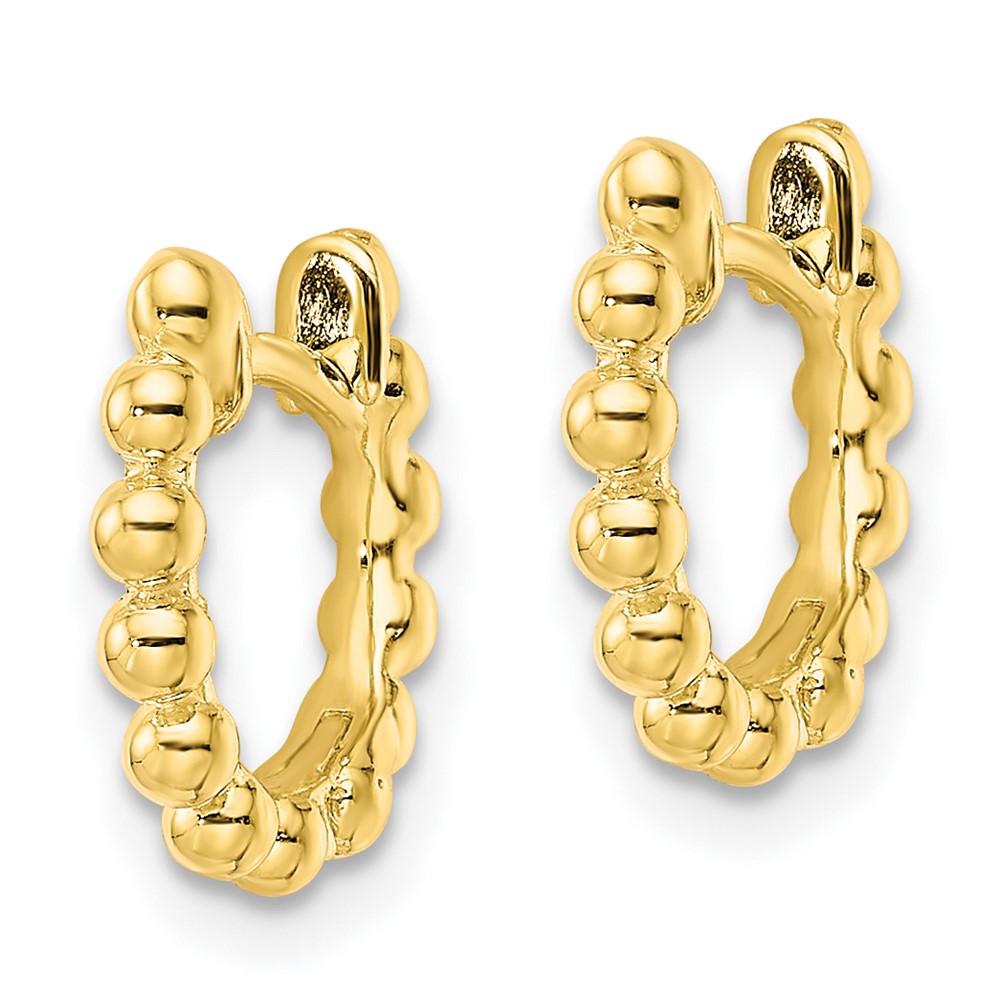 Sterling Silver Gold-Tone Polished Beaded Hoop Earrings