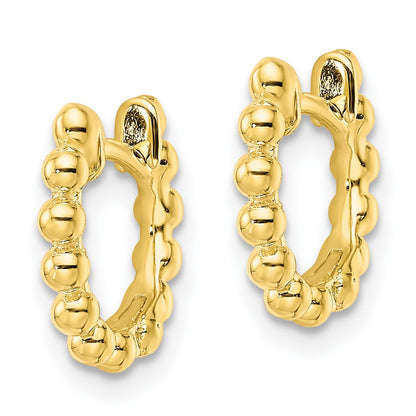 Sterling Silver Gold-Tone Polished Beaded Hoop Earrings
