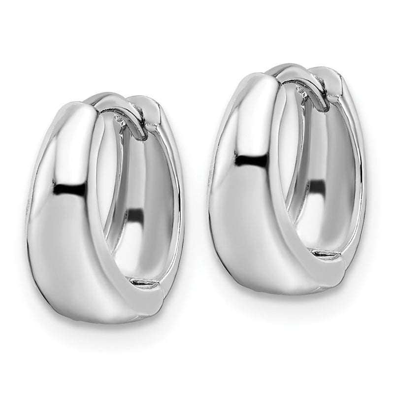 Sterling Silver Rhodium-Plated Polished Hinged Hoop Earrings