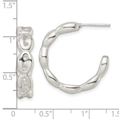 Sterling Silver Polished Scalloped C-Hoop Post Earrings