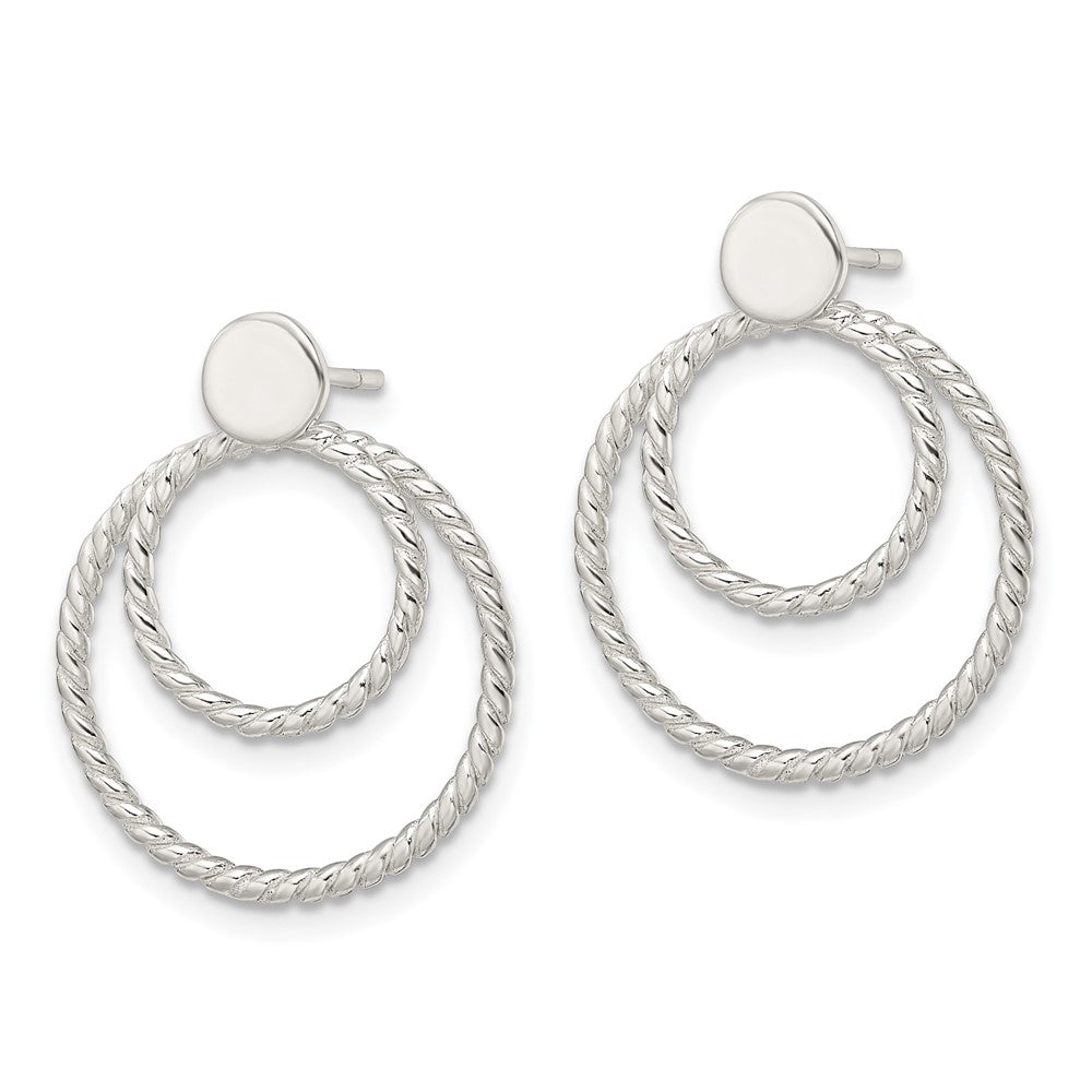 Sterling Silver W/2 Circle Jackets Button Post Earrings