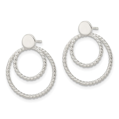 Sterling Silver W/2 Circle Jackets Button Post Earrings