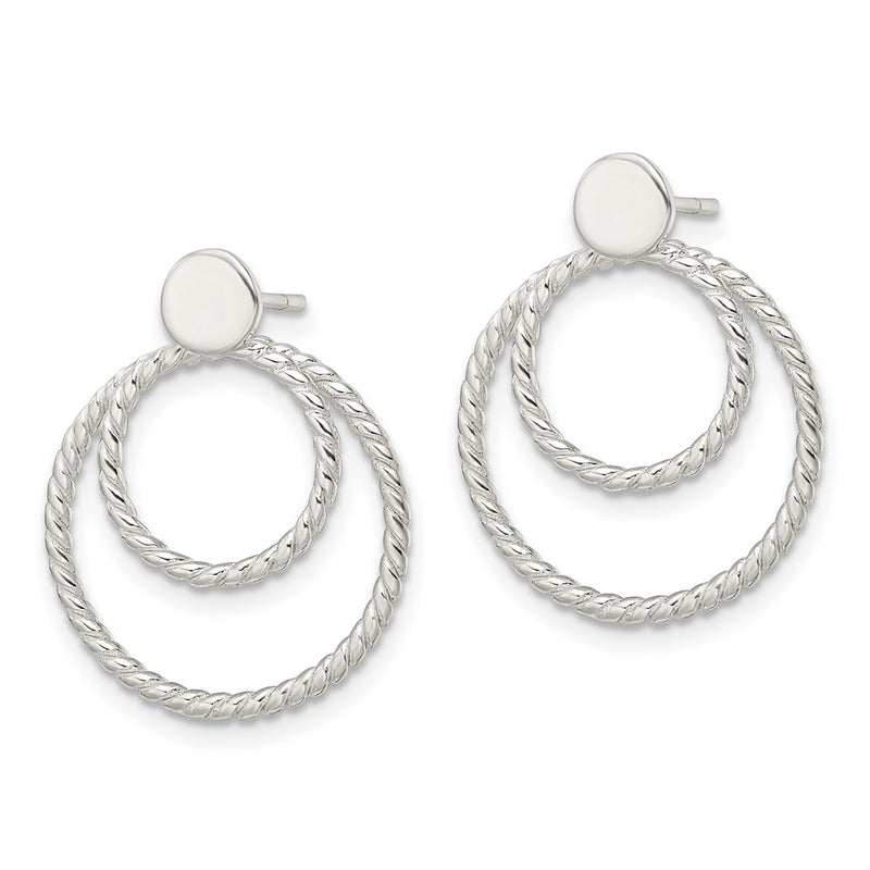Sterling Silver W/2 Circle Jackets Button Post Earrings