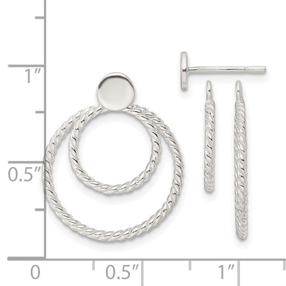 Sterling Silver W/2 Circle Jackets Button Post Earrings