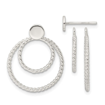 Sterling Silver W/2 Circle Jackets Button Post Earrings