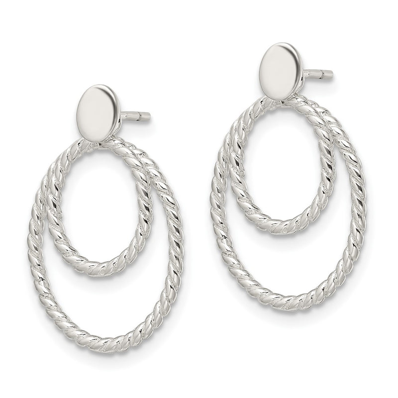 Sterling Silver W/2 Oval Jackets Button Post Earrings