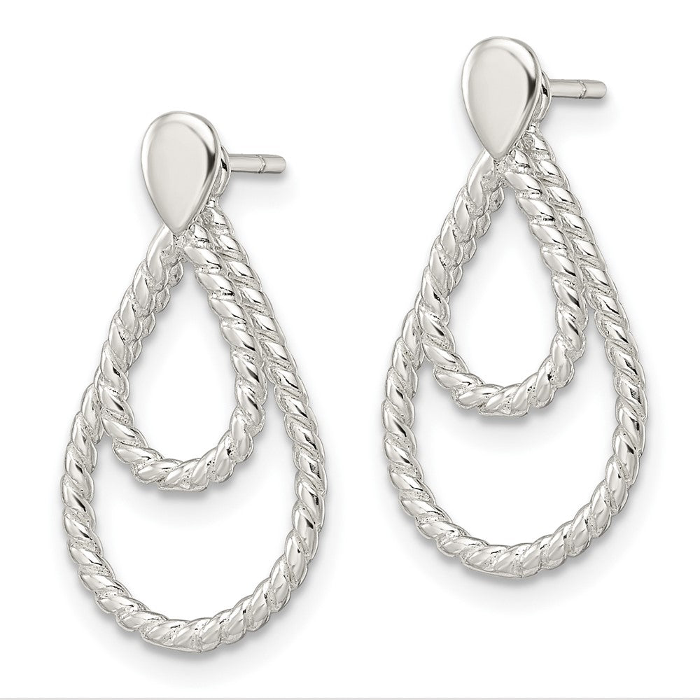 Sterling Silver W/2 Teardrop Jackets Button Post Earrings