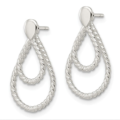 Sterling Silver W/2 Teardrop Jackets Button Post Earrings