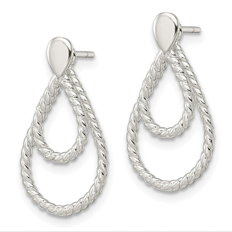 Sterling Silver W/2 Teardrop Jackets Button Post Earrings