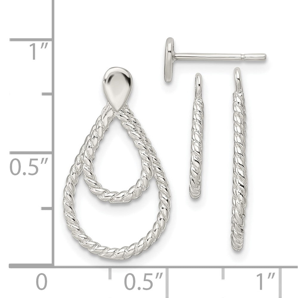 Sterling Silver W/2 Teardrop Jackets Button Post Earrings
