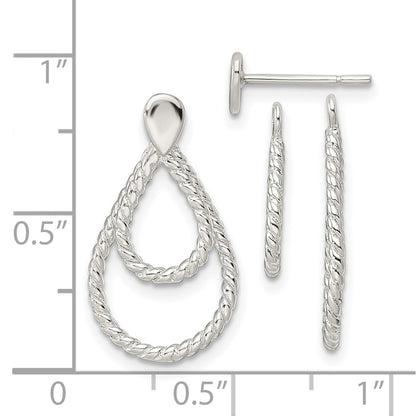 Sterling Silver W/2 Teardrop Jackets Button Post Earrings