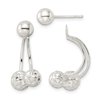 Sterling Silver Textured Ball Jackets And 6mm Post Earrings