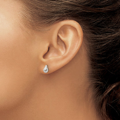 Sterling Silver Diamond-Cut Teardrop Post Earrings