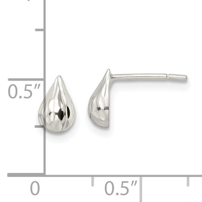 Sterling Silver Diamond-Cut Teardrop Post Earrings