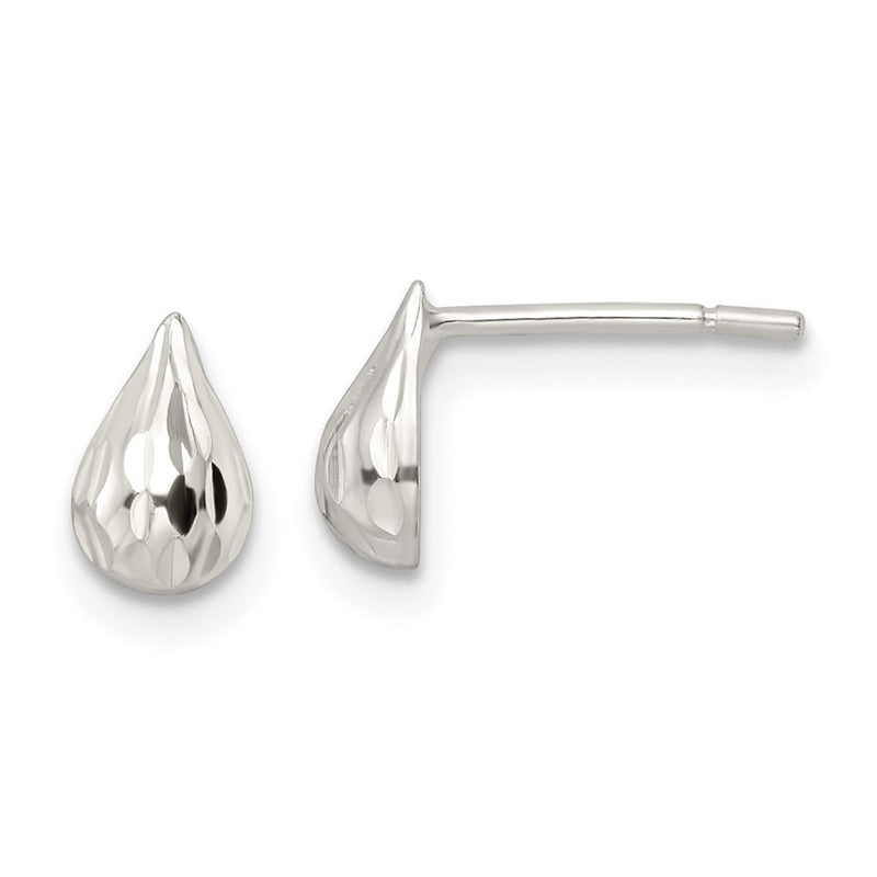 Sterling Silver Diamond-Cut Teardrop Post Earrings