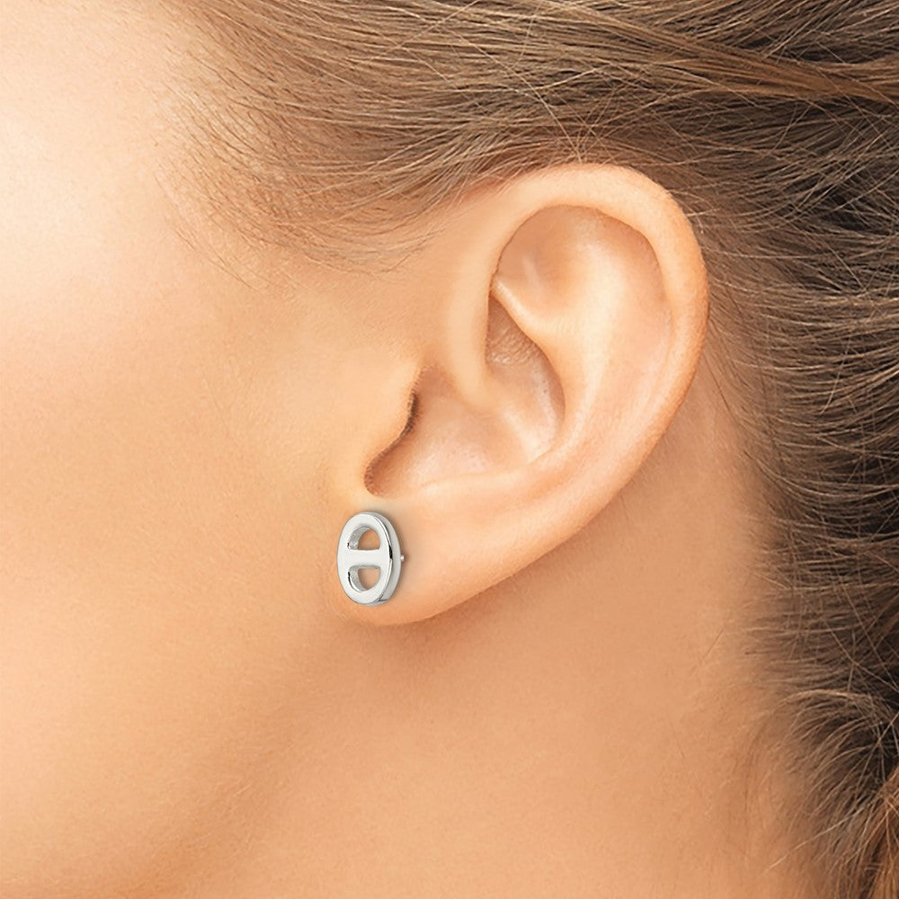 Sterling Silver Polished Oval Design Post Earrings