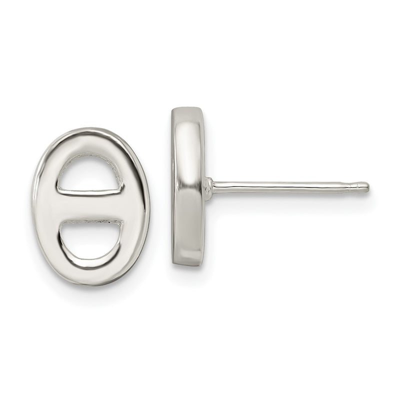 Sterling Silver Polished Oval Design Post Earrings
