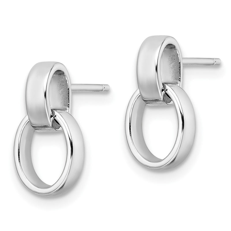 Sterling Silver Rhodium-Plated Polished Link Post Earrings