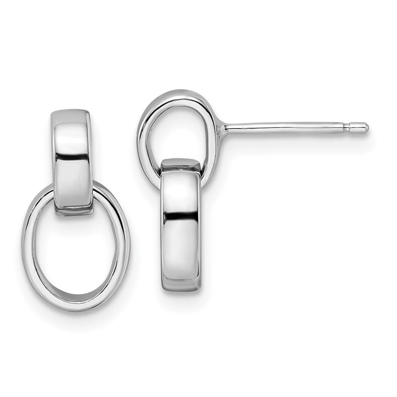Sterling Silver Rhodium-Plated Polished Link Post Earrings