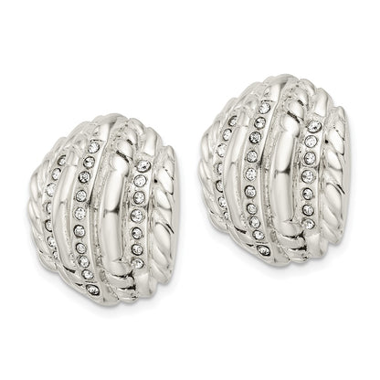 Sterling Silver Polished Crystal Post Earrings