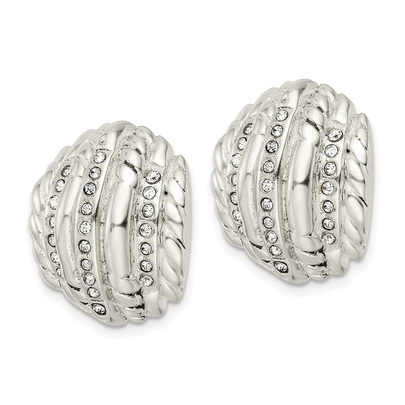 Sterling Silver Polished Crystal Post Earrings