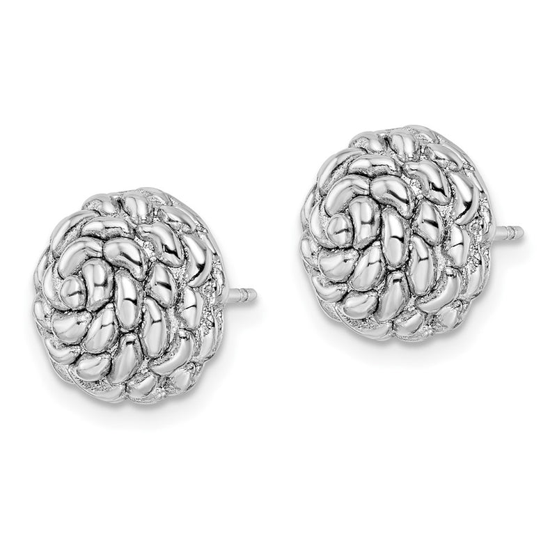 Sterling Silver Rhodium-Plated Polished Flower Post Earrings