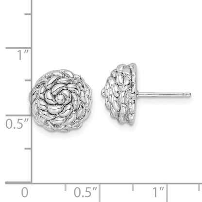 Sterling Silver Rhodium-Plated Polished Flower Post Earrings
