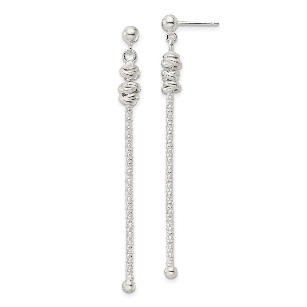 Sterling Silver Fancy Knot W/Chain Post Dangle Earrings