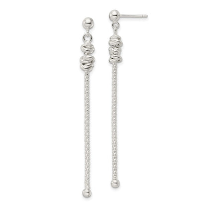 Sterling Silver Fancy Knot W/Chain Post Dangle Earrings