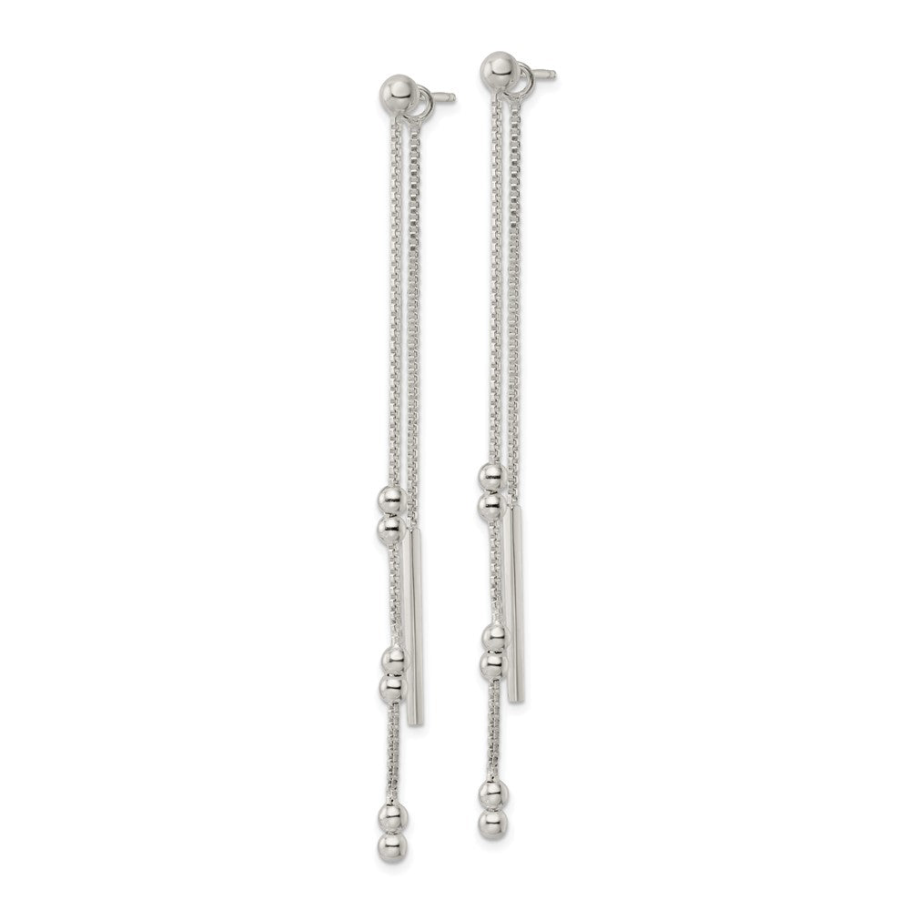 Sterling Silver Chain And Bar Dangle Post Earrings