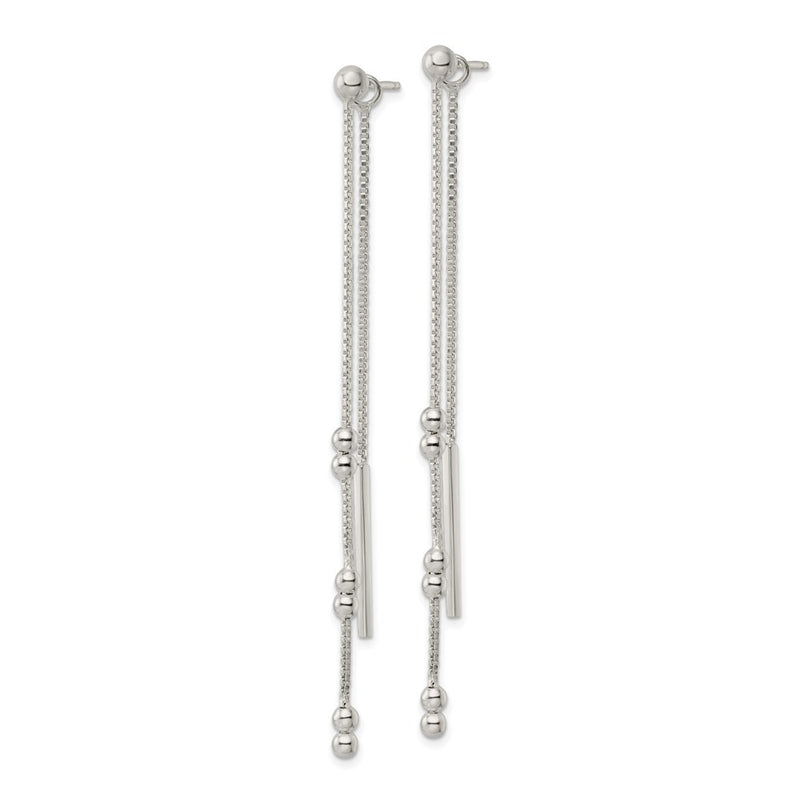 Sterling Silver Chain And Bar Dangle Post Earrings