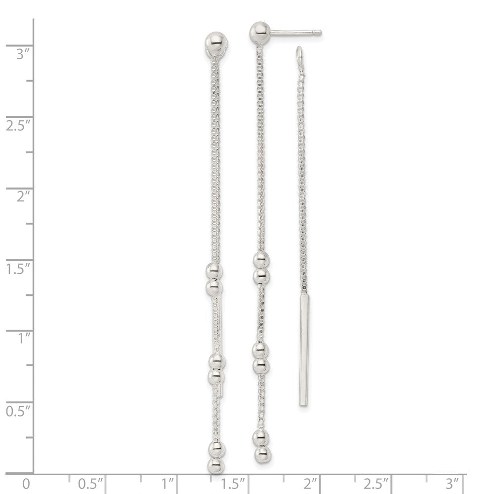 Sterling Silver Chain And Bar Dangle Post Earrings