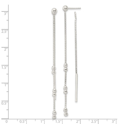 Sterling Silver Chain And Bar Dangle Post Earrings