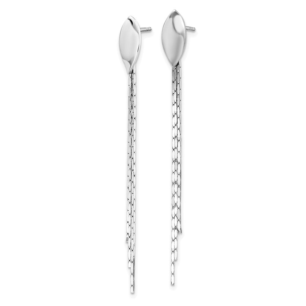 Sterling Silver Rhodium-Plated Polished Fancy Chain Post Dangle Earrings