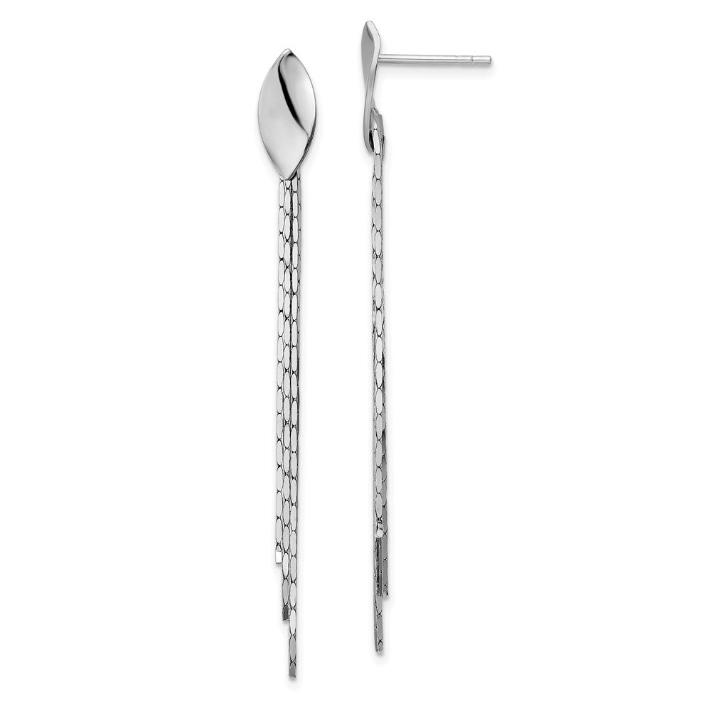 Sterling Silver Rhodium-Plated Polished Fancy Chain Post Dangle Earrings