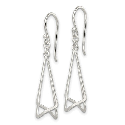 Sterling Silver Polished Fancy Triangle Dangle Earrings