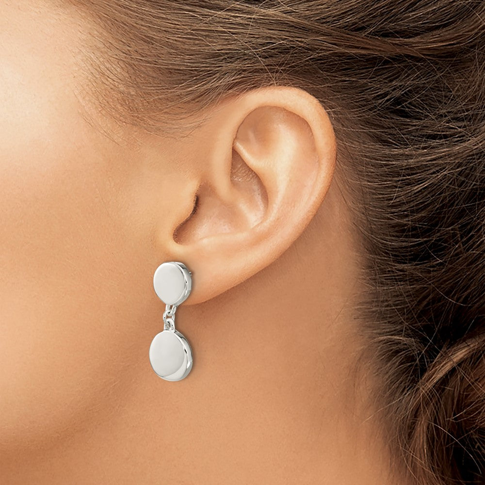 Sterling Silver Polished Discs Post Dangle Earrings