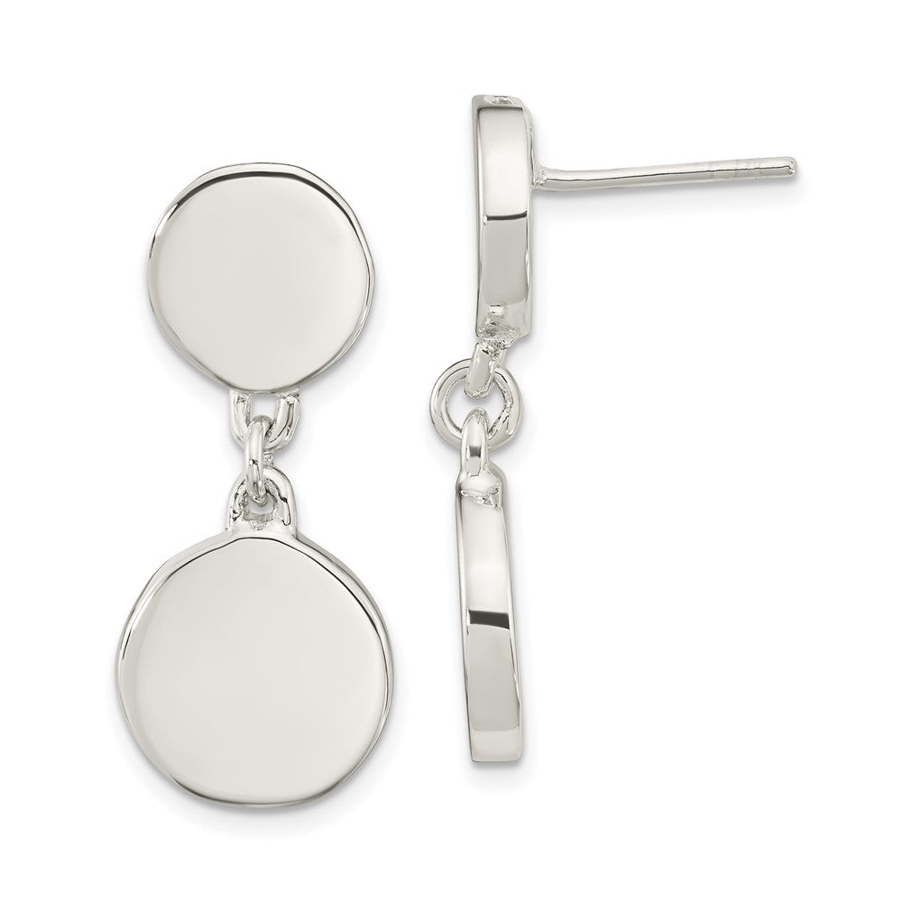 Sterling Silver Polished Discs Post Dangle Earrings