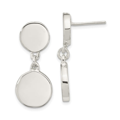 Sterling Silver Polished Discs Post Dangle Earrings